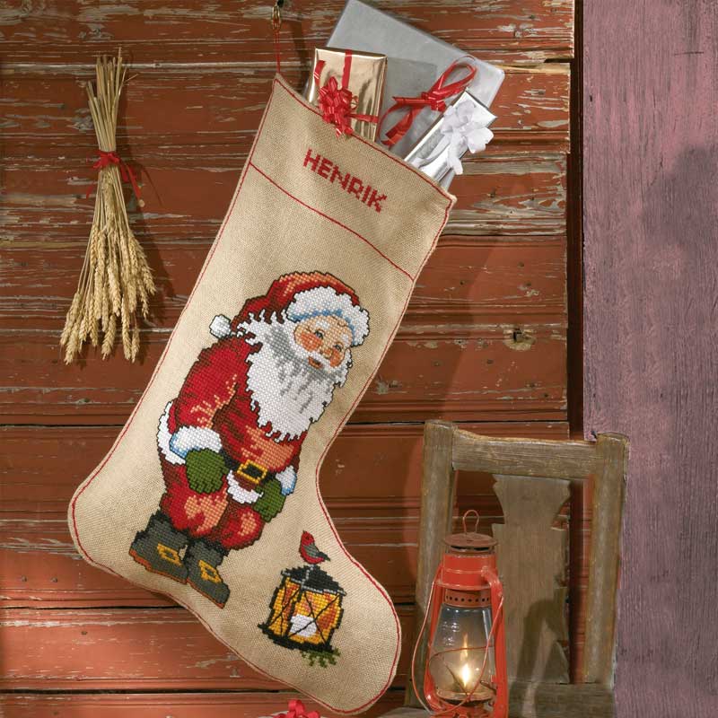 Broderi julesok med julemand XL 41-9295