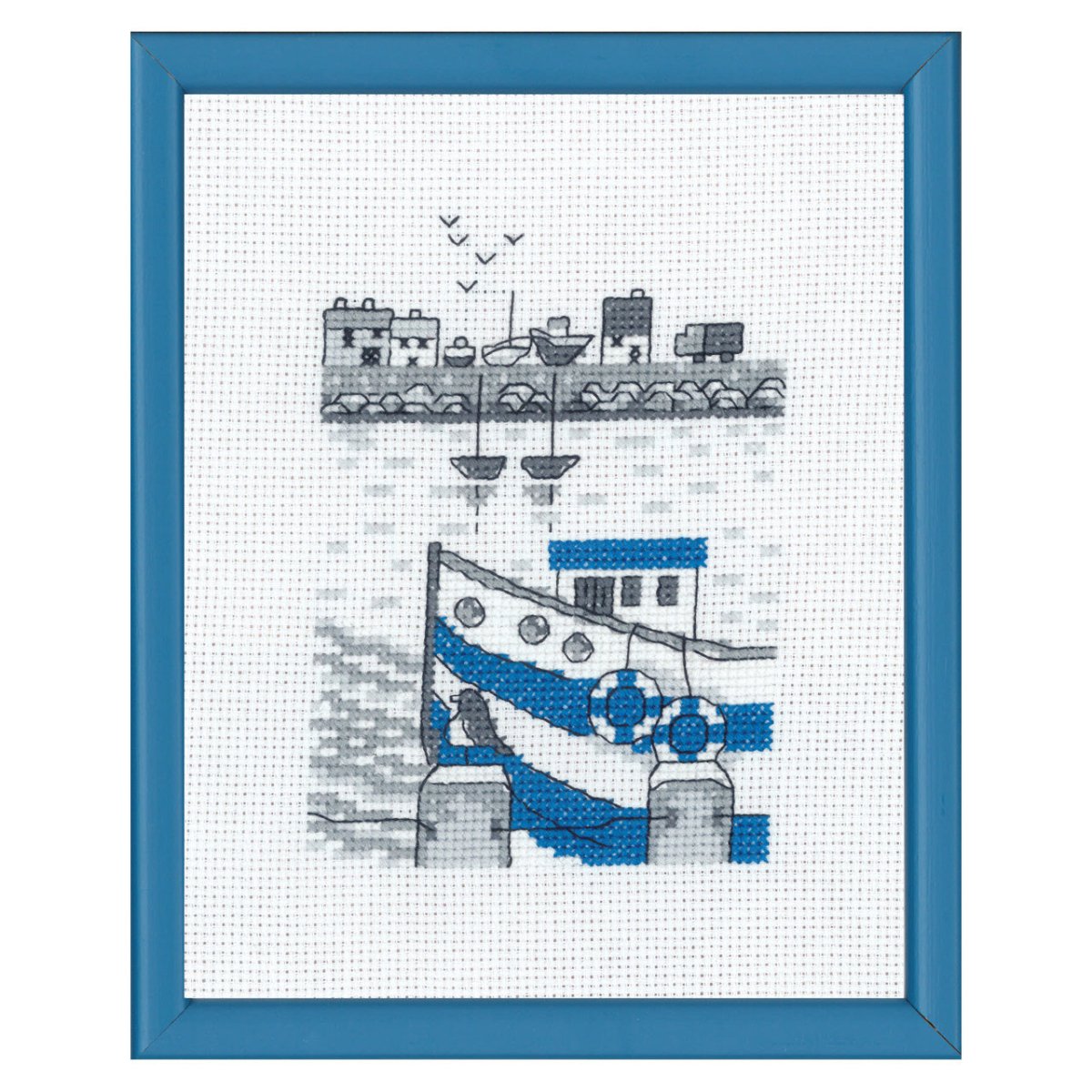 Broderikit Billede med en fiskekutter
