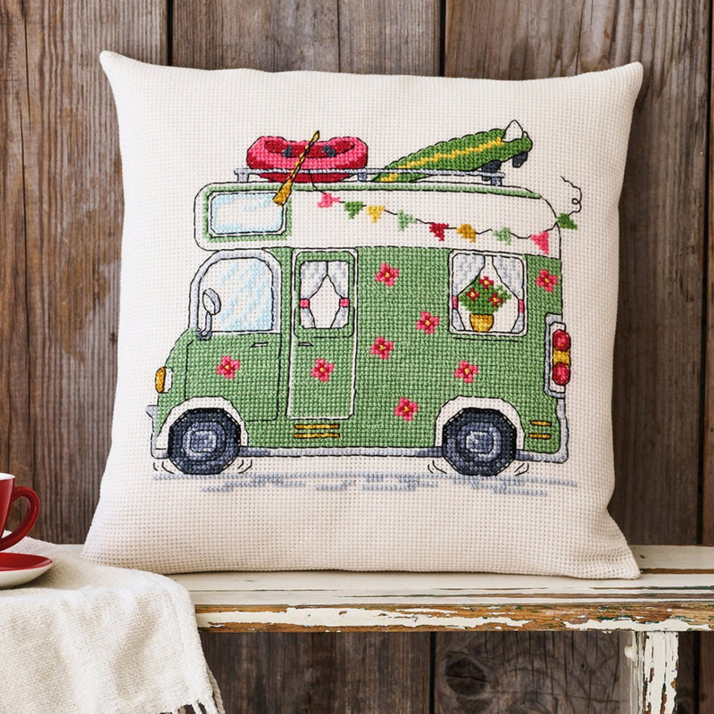 Broderikit - Pude med Autocamper - KreStoffer