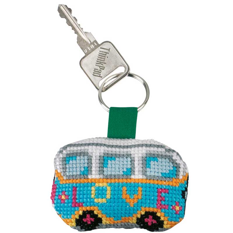 Broderikit VW rugbrød/love nøglering fra Permin