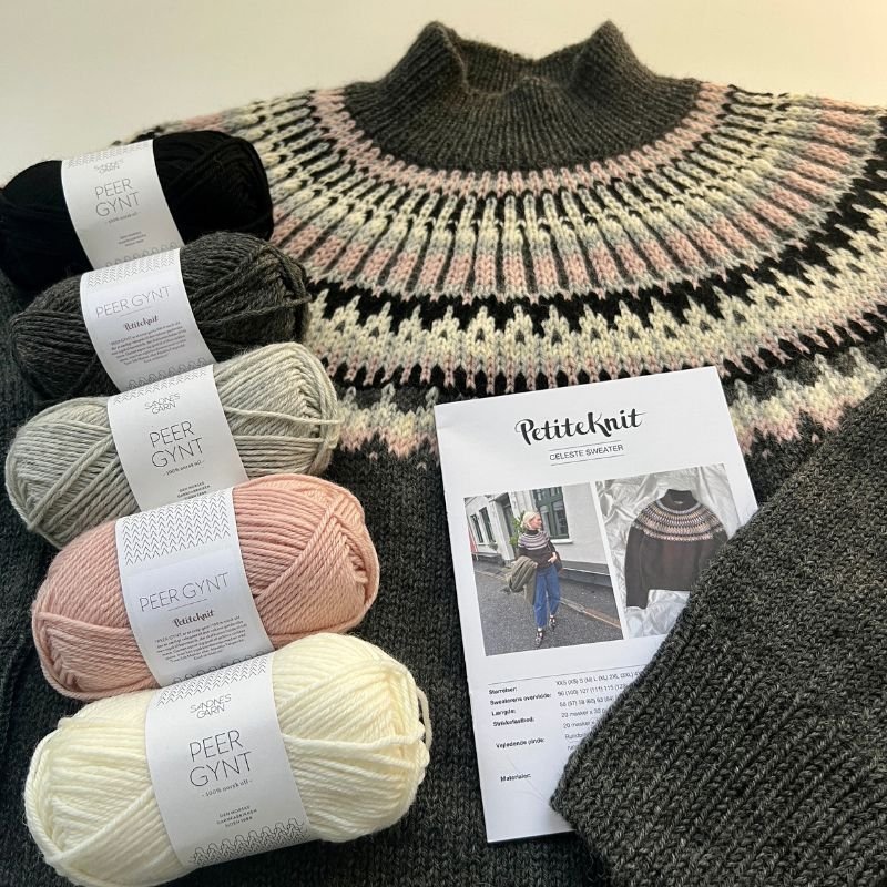 Garnpakke Celeste Sweater fra PetiteKnit i Peer Gynt garn
