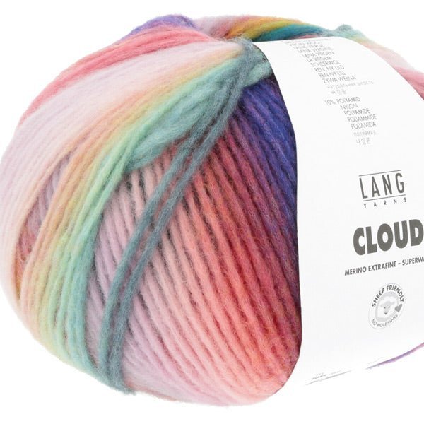 Cloud garn fra Lang Yarns farve 8 Koral grøn blå gul