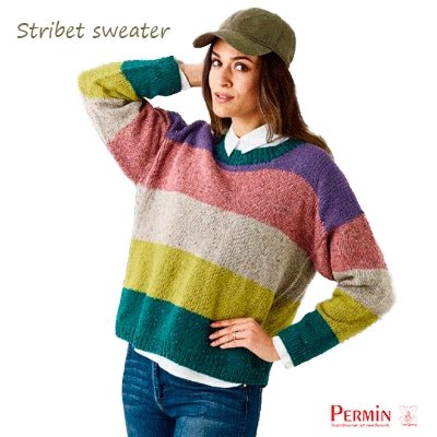 Dagmar stribet sweater fra Permin - KreStoffer