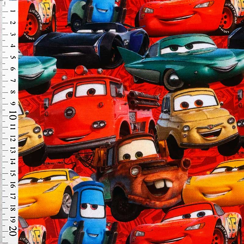 Digital bomuldsjersey med Cars fra Disney - KreStoffer