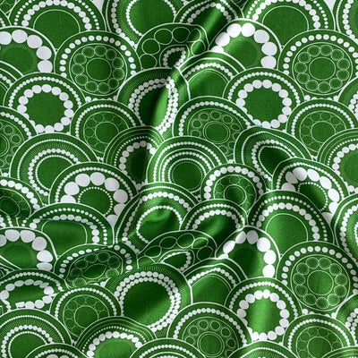 Digital bomuldsjersey med Circel flower, grøn - KreStoffer