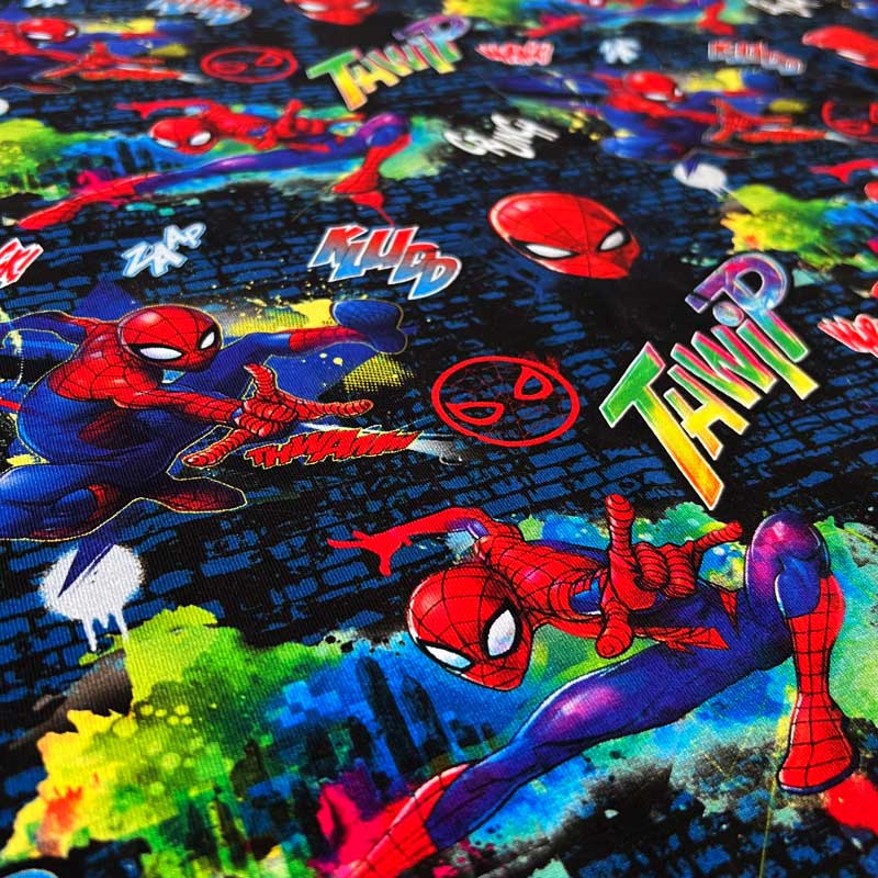 Digital bomuldsjersey med Spiderman fra Marvel - KreStoffer