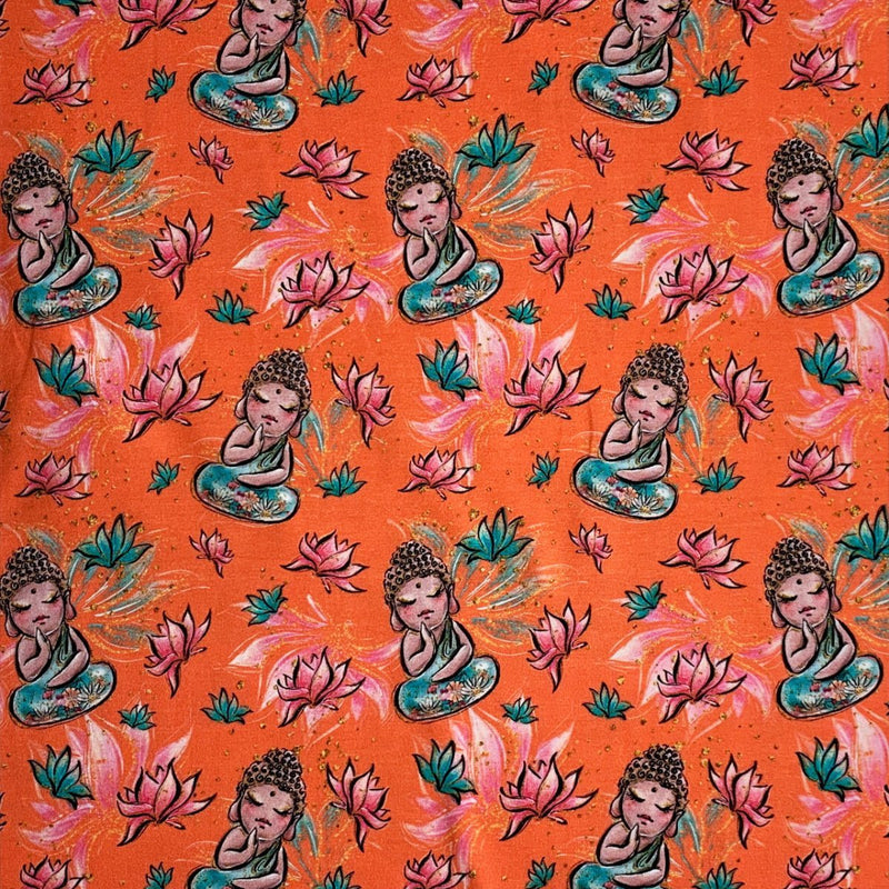 Digital bomuldsjersey med Tropic babygirl - KreStoffer