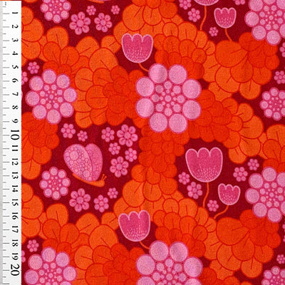 Digital bomuldsjersey med Tulpe flower, orange - KreStoffer