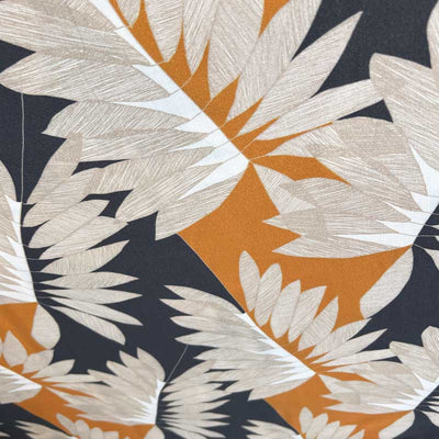 Digital viscose satin med Afrika bladtema - KreStoffer