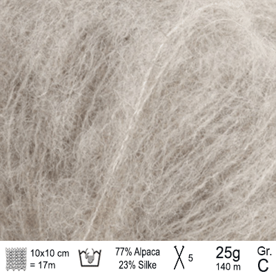 Drops Brushed Alpaca Silk garn Lysegrå