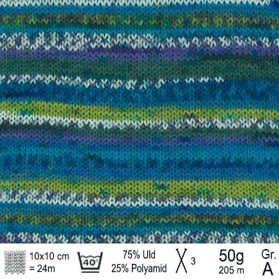 Drops Fabel garn farve Grøn/turkis print - KreStoffer
