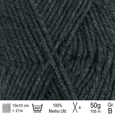 Drops Merino Extra Fine garn Mørkegrå mix