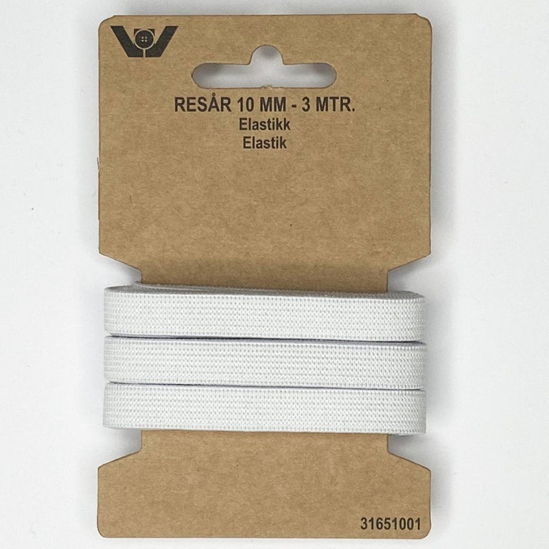 Elastik 10 mm, hvid - KreStoffer