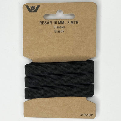 Elastik 10 mm, sort - KreStoffer