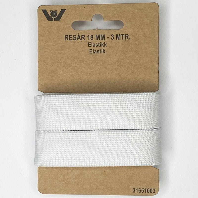 Elastik 18 mm, hvid - KreStoffer