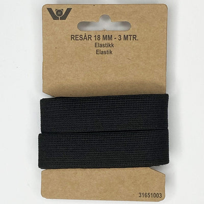 Elastik 18 mm, sort - KreStoffer