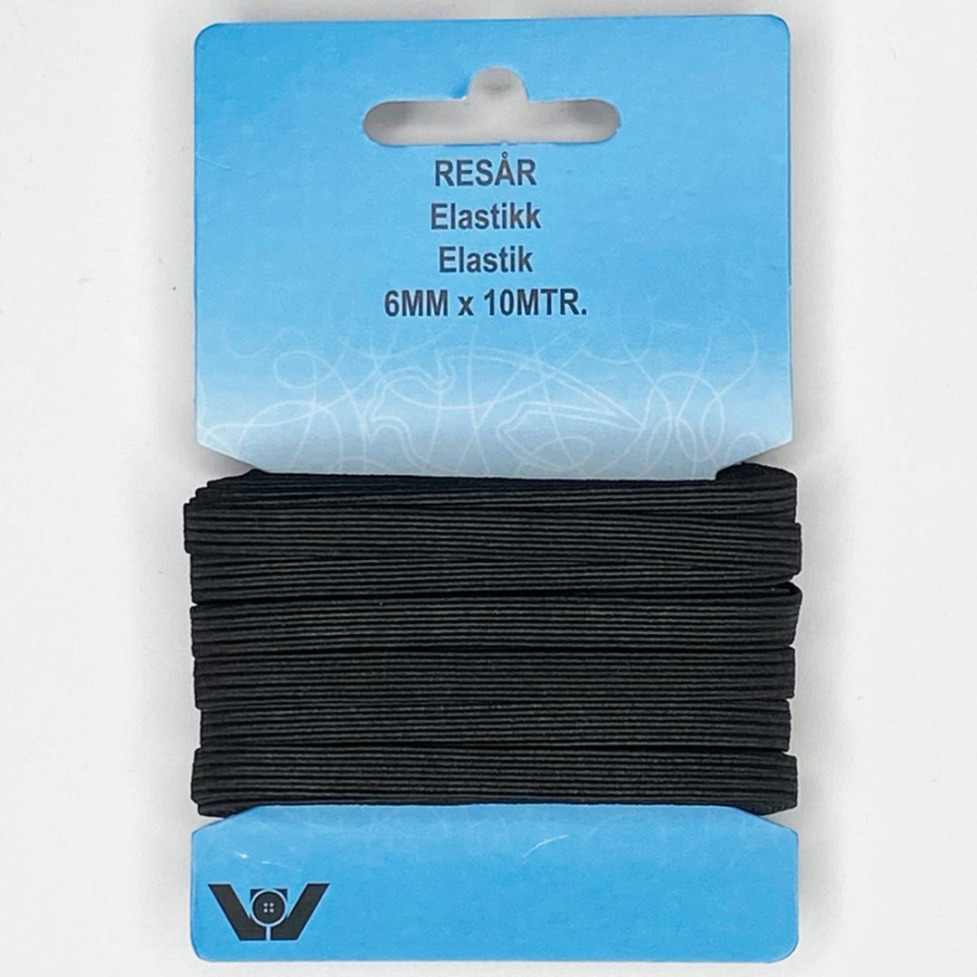Elastik 6 mm sort