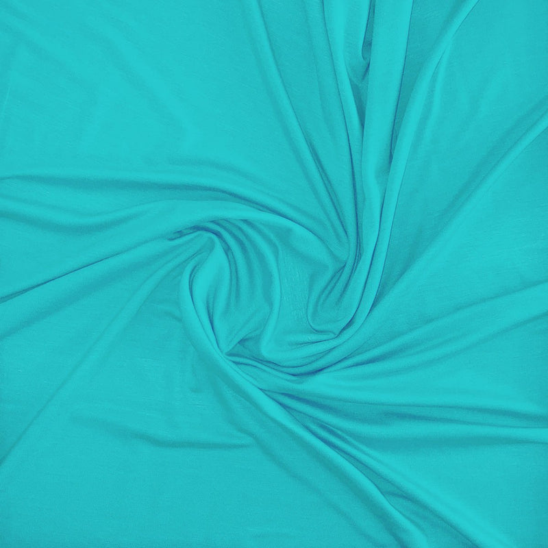 Ensfarvet bomuldsjersey, aqua - KreStoffer