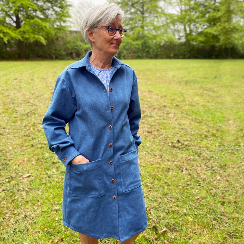 Denim med lidt stræk, mellem blå - KreStoffer