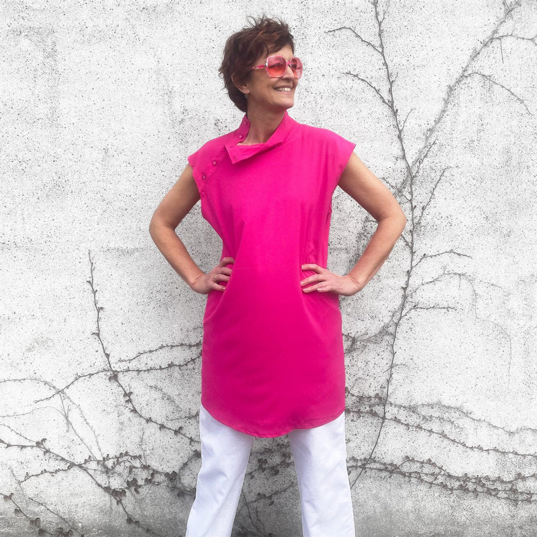 Ensfarvet fast viscose med lidt stræk pink