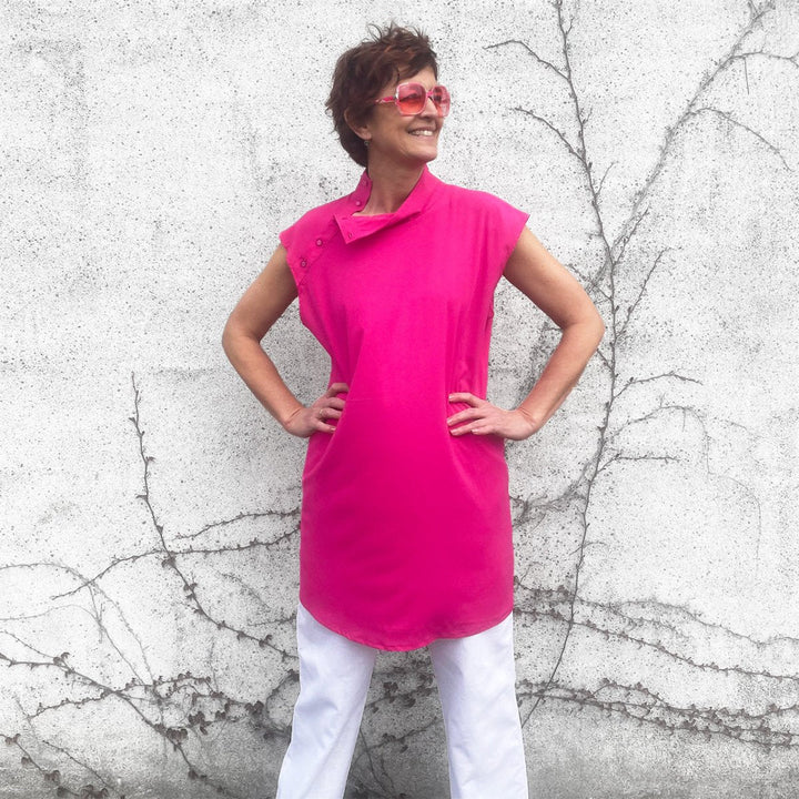 Ensfarvet fast viscose med lidt stræk pink