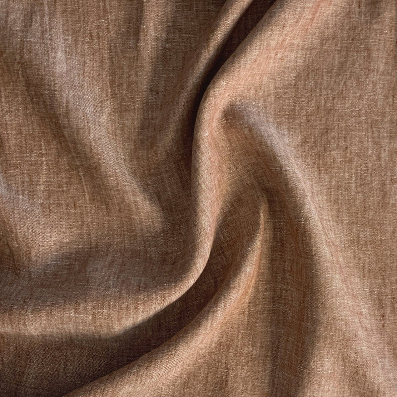 Ensfarvet meleret hør, beige - KreStoffer