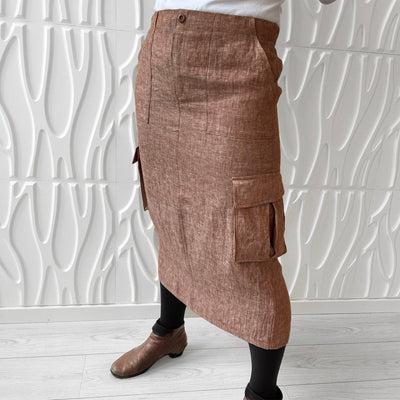 Ensfarvet meleret hør, beige - KreStoffer