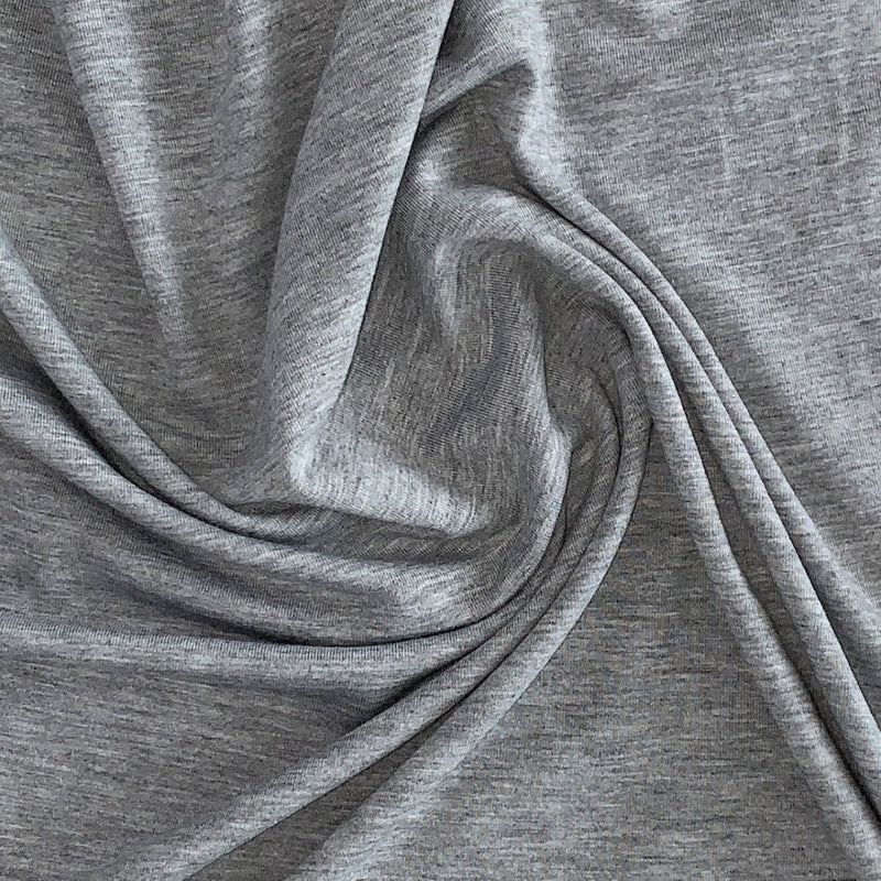 Ensfarvet viscose jersey, lys gråmeleret - KreStoffer