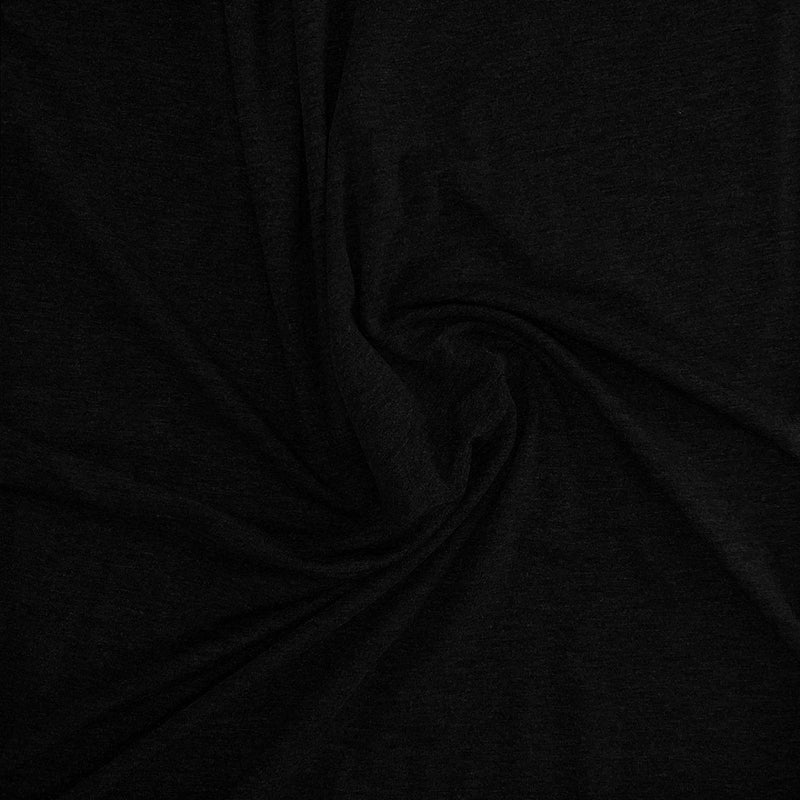 Ensfarvet viscose jersey, sort - KreStoffer