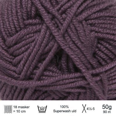 Extrafine merino 90 garn fra Hjertegarn Lys aubergine