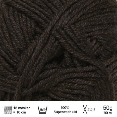 Extrafine merino 90 garn fra Hjertegarn Mørkebrun
