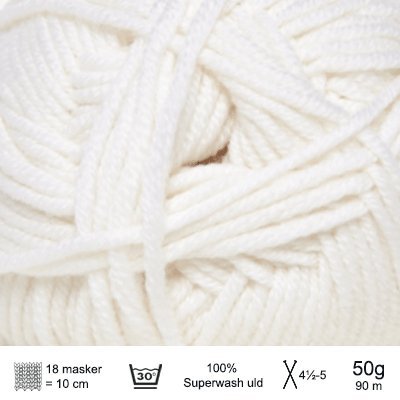 Extrafine merino 90 garn fra Hjertegarn Hvid