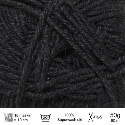 Extrafine merino 90 garn fra Hjertegarn Koksgrå