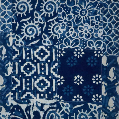 Fast bomuld med batik patchwork mønster - KreStoffer