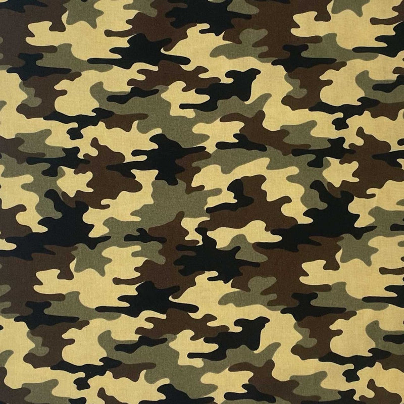 Fast bomuld med camouflage, tundra - KreStoffer