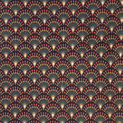 Fast bomuld med peacock mønster - KreStoffer