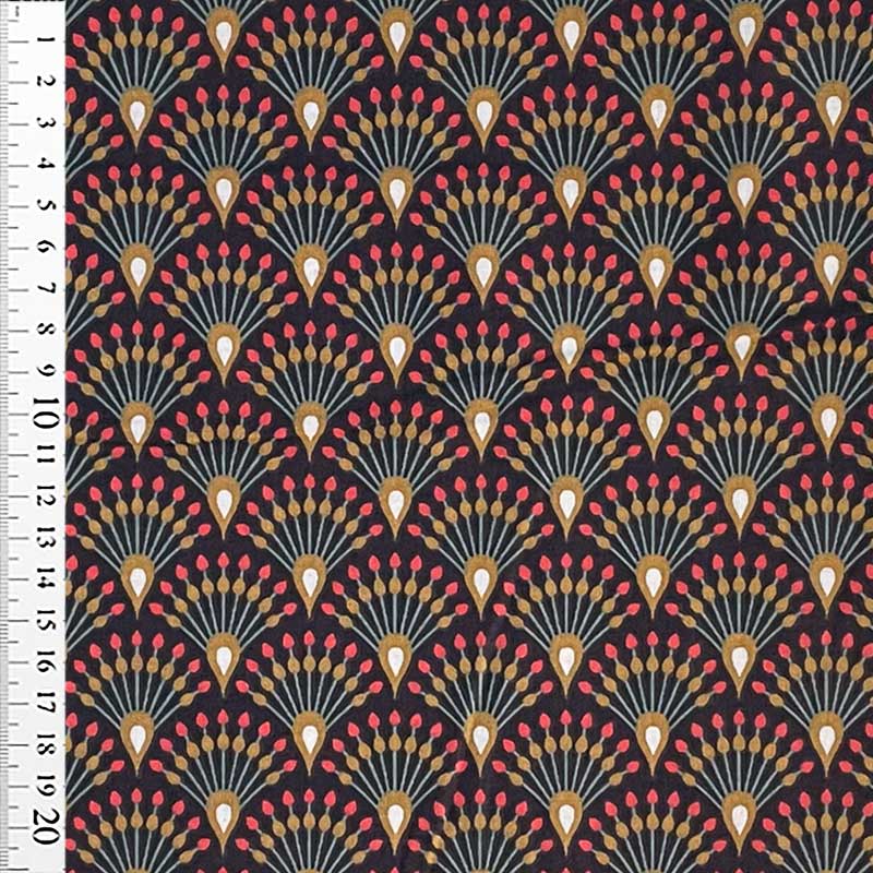 Fast bomuld med peacock mønster - KreStoffer