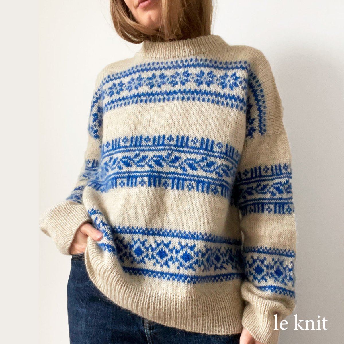 Strikkekit Porcelain sweater fra Le Knit