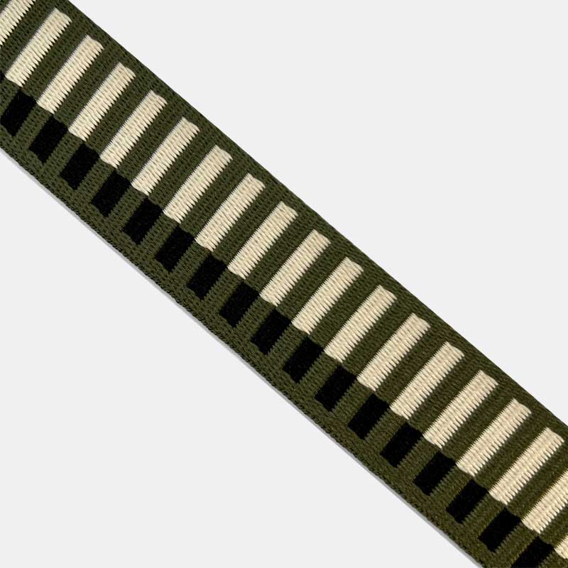 Gjordbånd 37 mm, grøn/sort/beige - KreStoffer