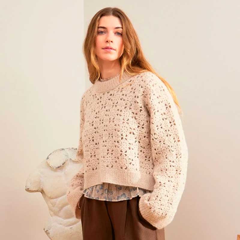 Hæklekit 2403-6 Fleur Sweater i Tynd Peer Gynt & Tynd Silk Mohair