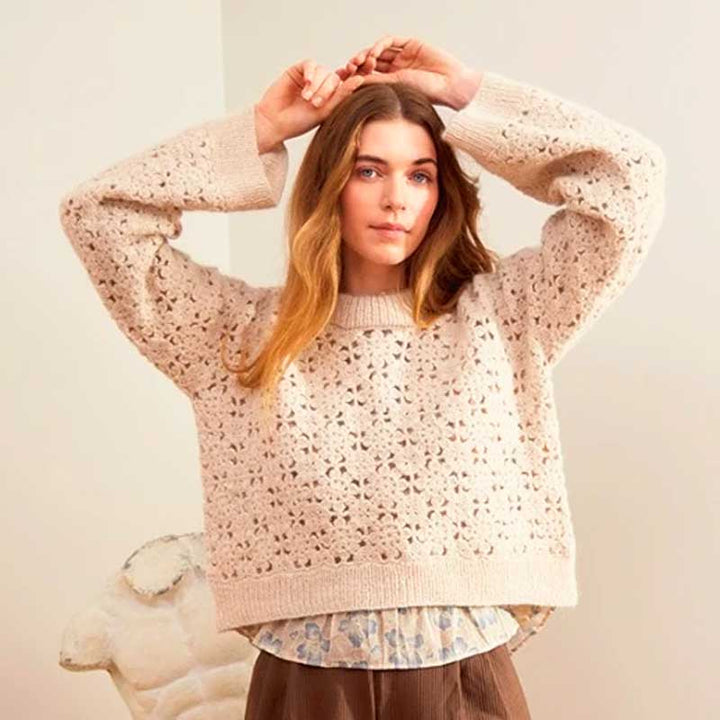 Hæklekit 2403-6 Fleur Sweater i Tynd Peer Gynt &amp; Tynd Silk Mohair