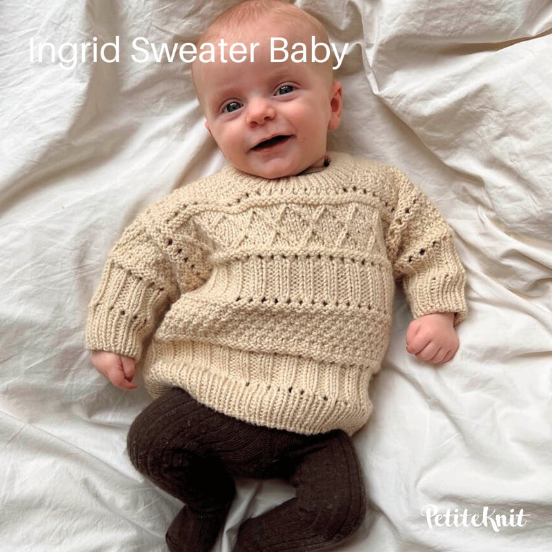Ingrid Sweater Baby fra PetiteKnit (Opskrift i fysisk papirudgave) - KreStoffer