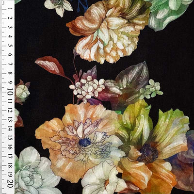 Italiensk fast viscose med blomster mix - KreStoffer