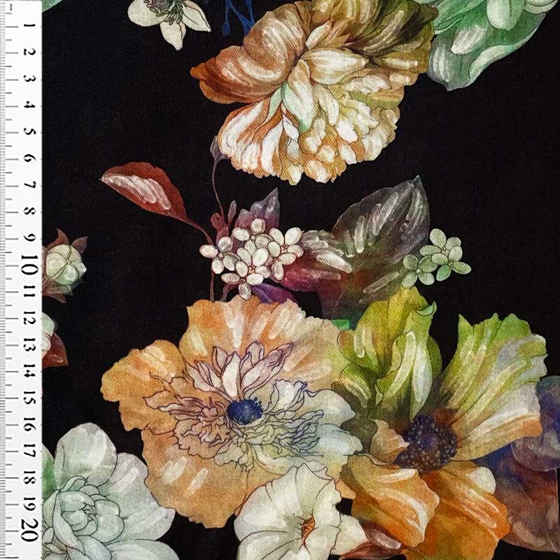 Italiensk fast viscose med blomster mix - KreStoffer