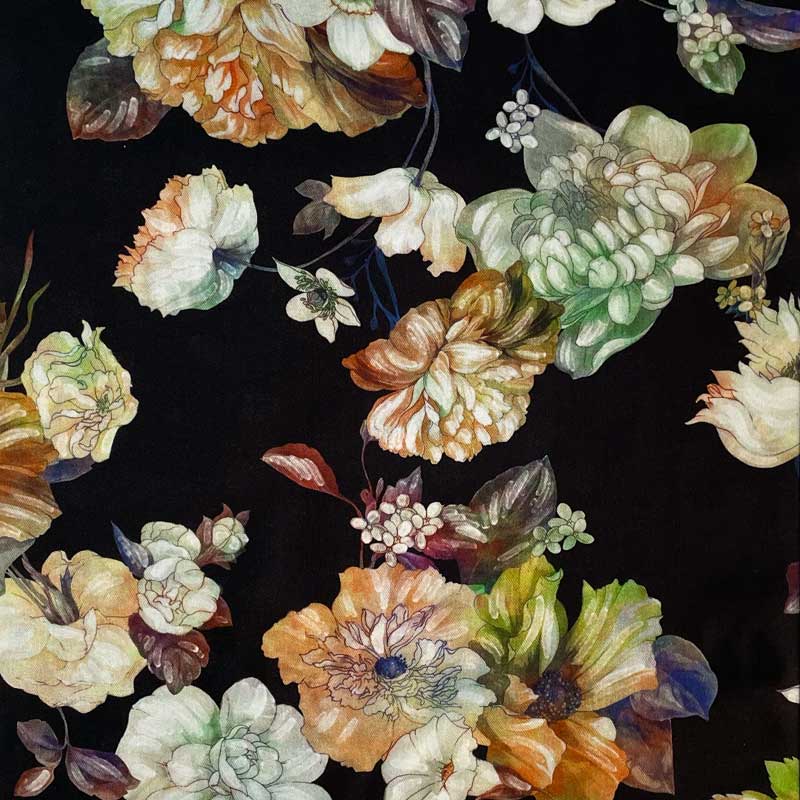 Italiensk fast viscose med blomster mix