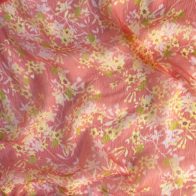 Italiensk silke chiffon med gule blomster