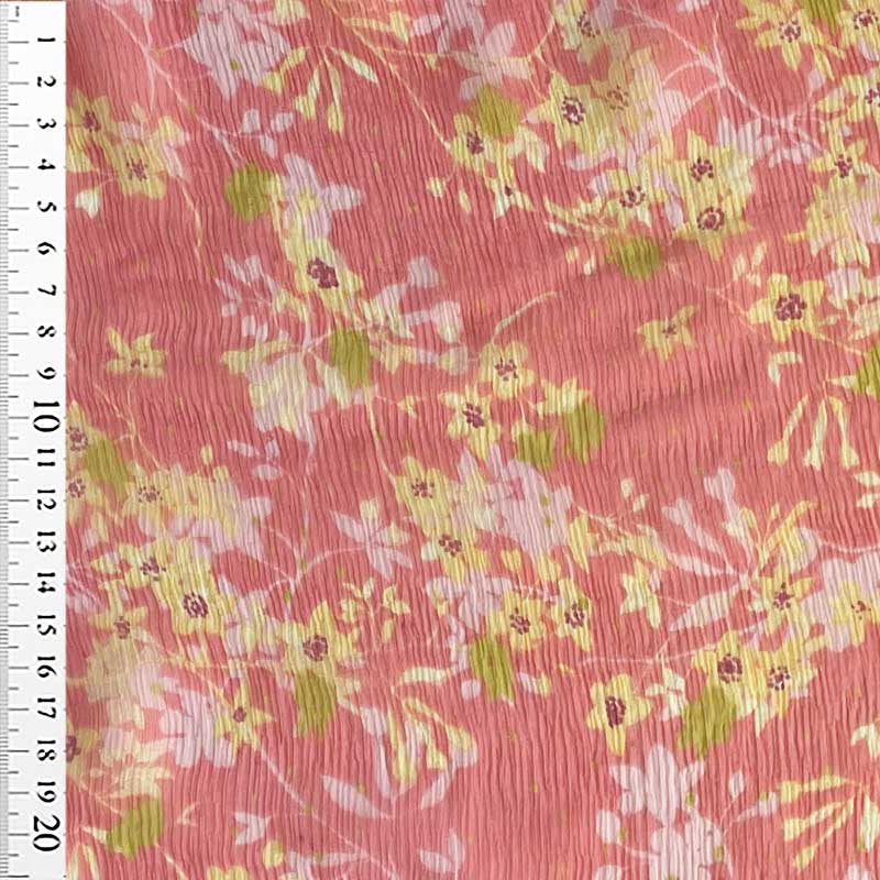 Italiensk silke chiffon med gule blomster