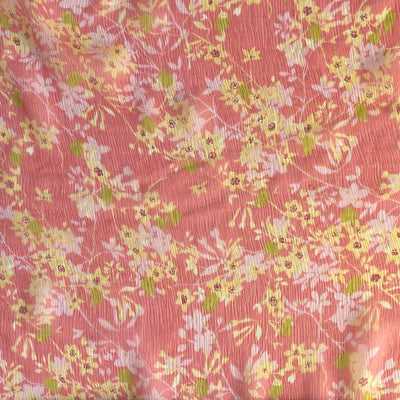 Italiensk silke chiffon med gule blomster - KreStoffer