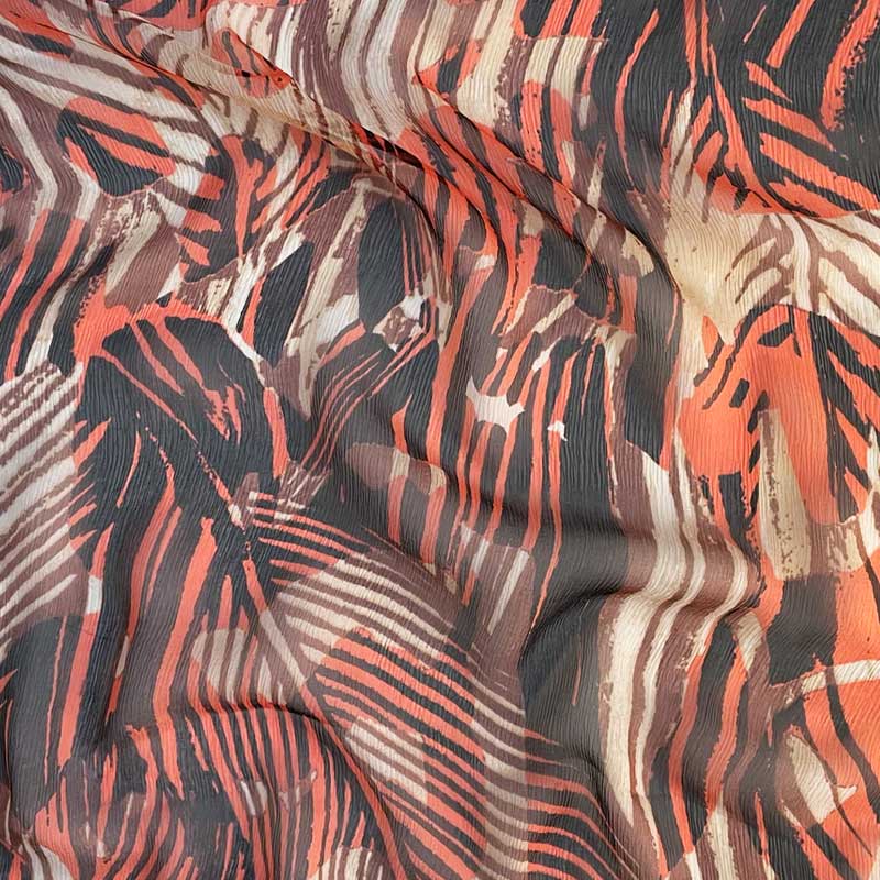 Italiensk silke chiffon med palmeblade - KreStoffer