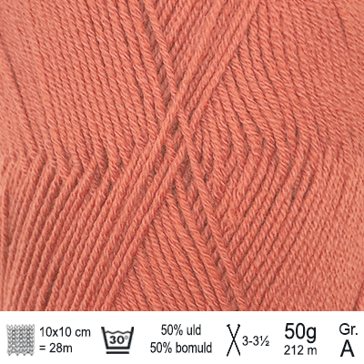 Lana Cotton 212 garn fra Hjertegarn farve Lys coral LACO1448 - KreStoffer